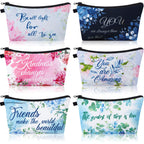 6 Pieces Makeup Bag Toiletry Pouch Waterproof Cosmetic Bag with Mandala Flowers Llama Sloth Unicorn Patterns, 6 Styles (Floral S