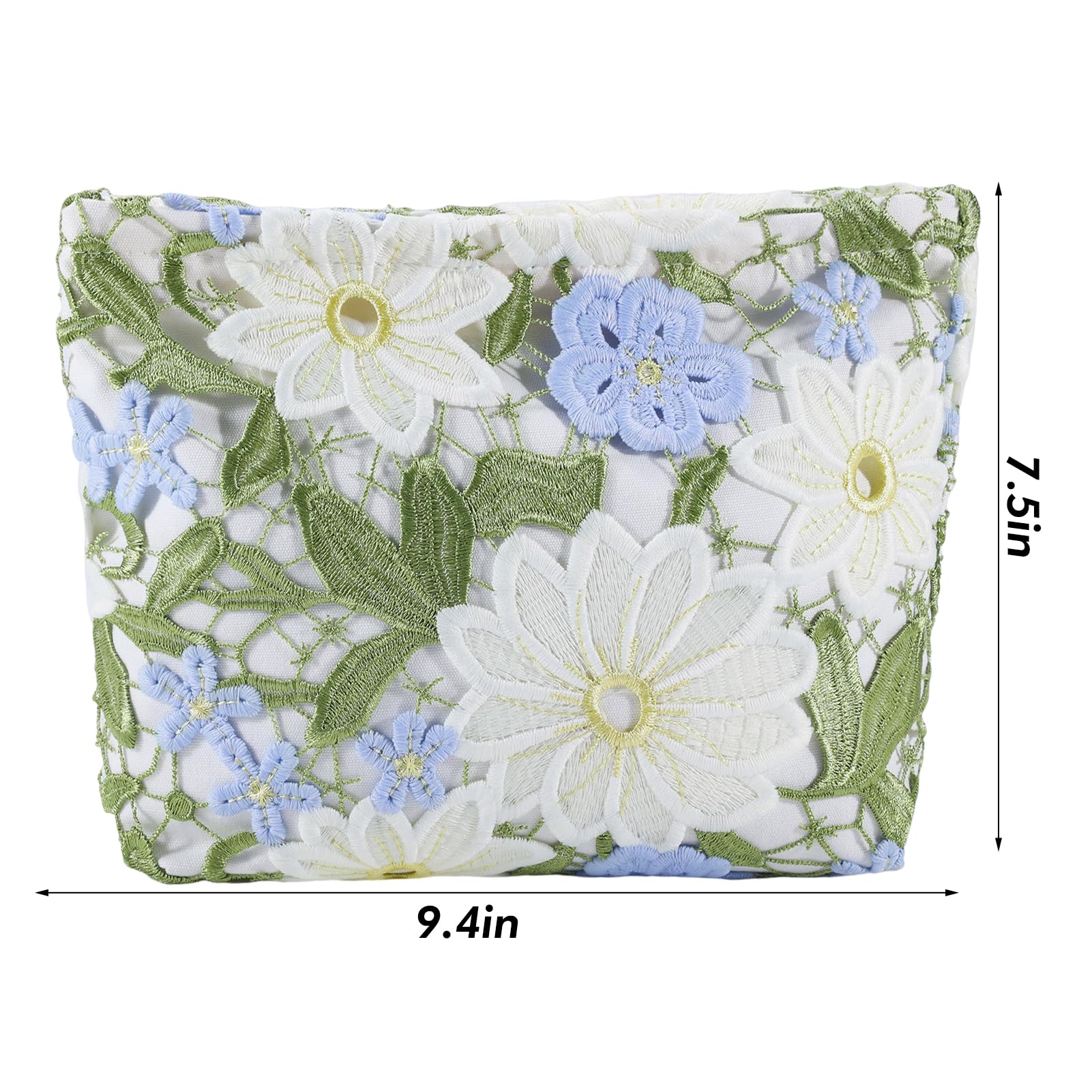 ZLFSRQ Lace Flower Makeup Bag Travel Cute Floral Cosmetic Bags for Women Large Makeup Pouch Zipper Cosmetic Pouch for Purse Aest