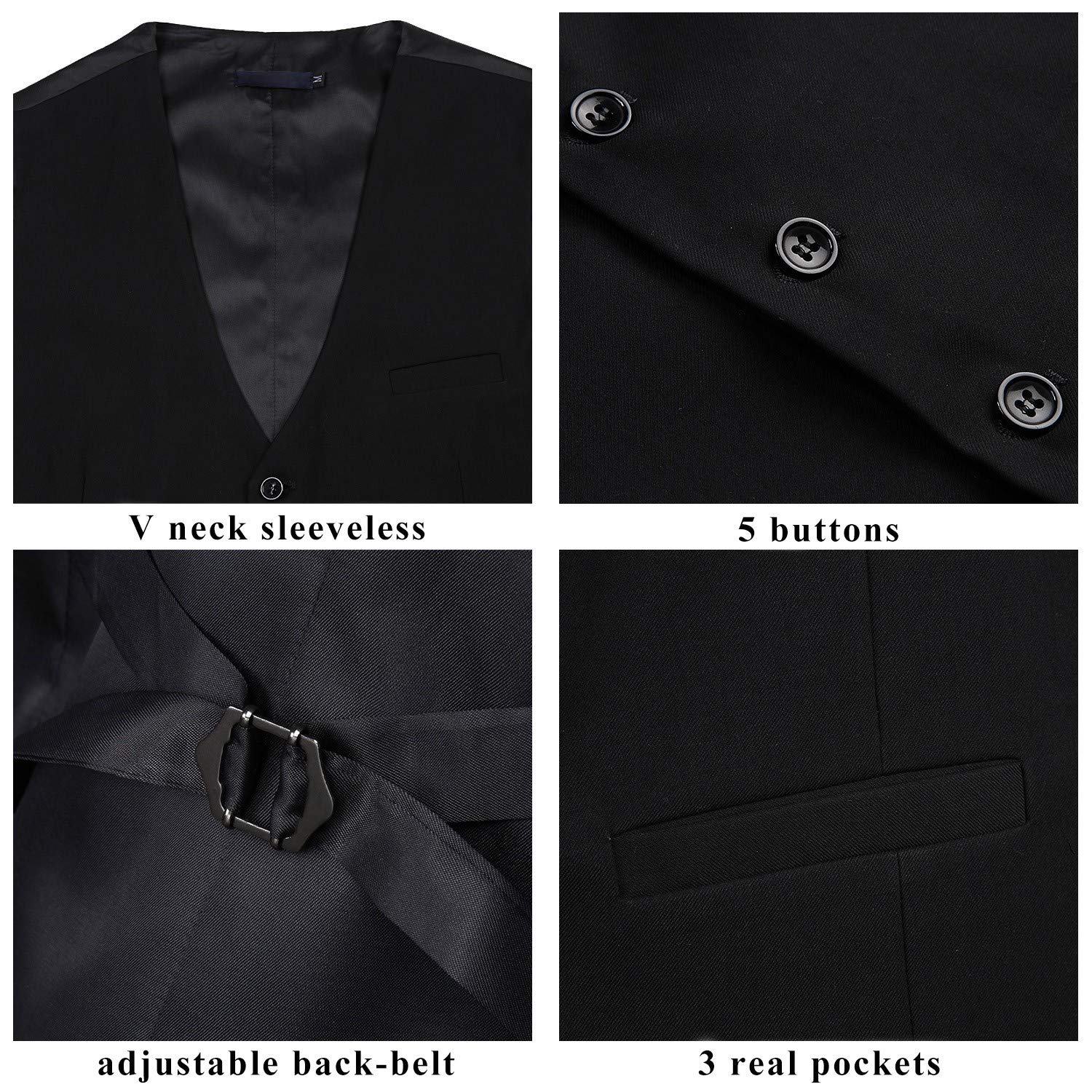 Enlision Men's Suit Vest Business Formal Dress Waistcoat Solid Color Vest for Suit or Tuxedo