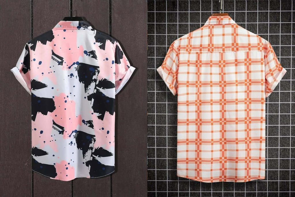 Rebelify MenS Lycra Bland Shirt With Half Sleeves Button Down Closure Round Collar Neck Printed Pattern Relaxed Fit And Standar