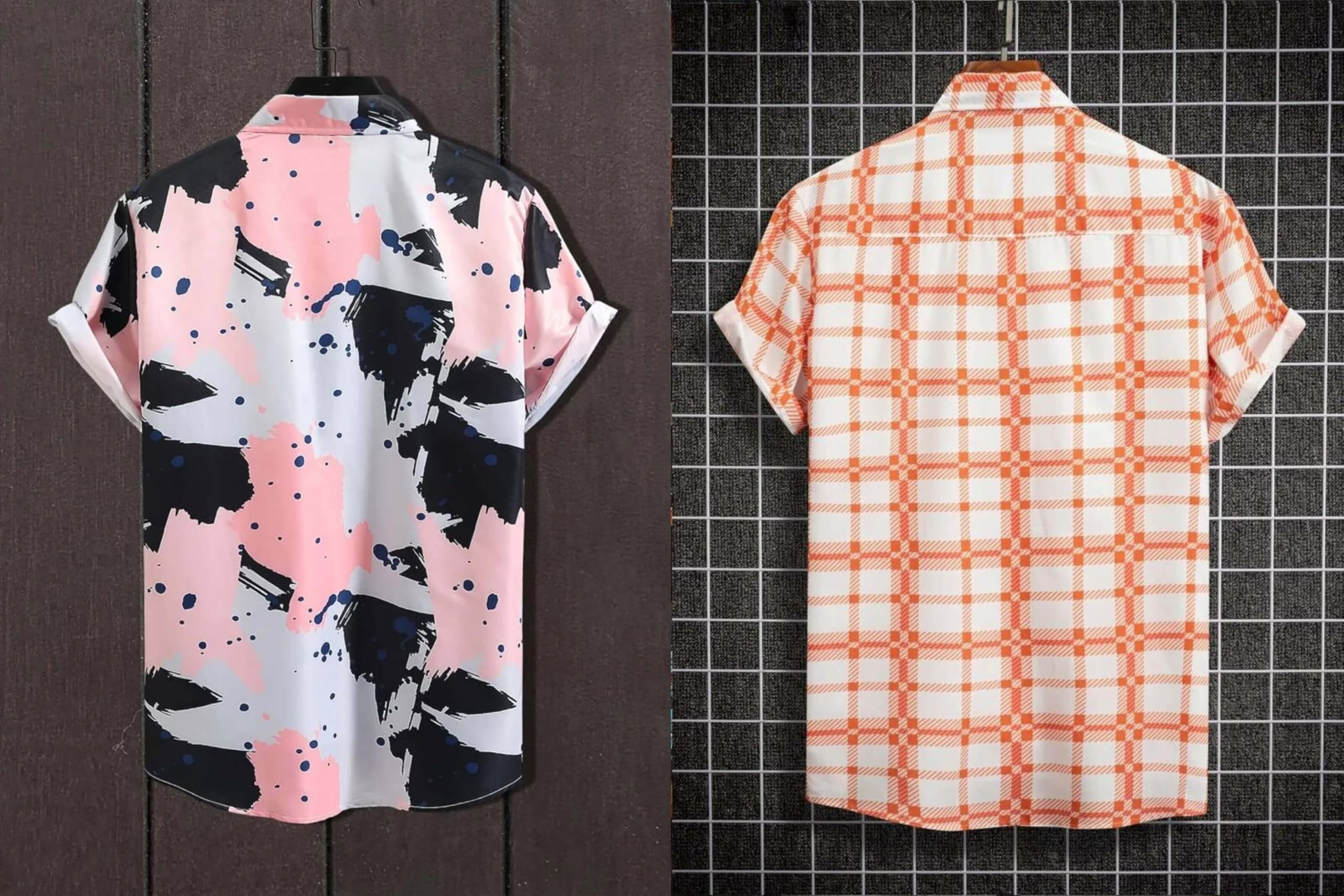 Rebelify MenS Lycra Bland Shirt With Half Sleeves Button Down Closure Round Collar Neck Printed Pattern Relaxed Fit And Standar