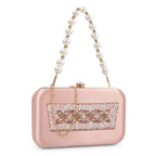 ADISA Beaded formal party clutch with gold chain for women and girls (CL108-PIN)