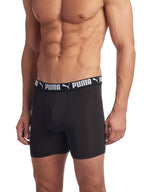 PUMA Men's 3 Pack Athletic Fit Boxer Briefs, Black, Small