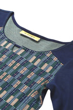 Aurelia Women Sailor Blue Cotton Blend Geometric Yarn Dyed Straight Kurta