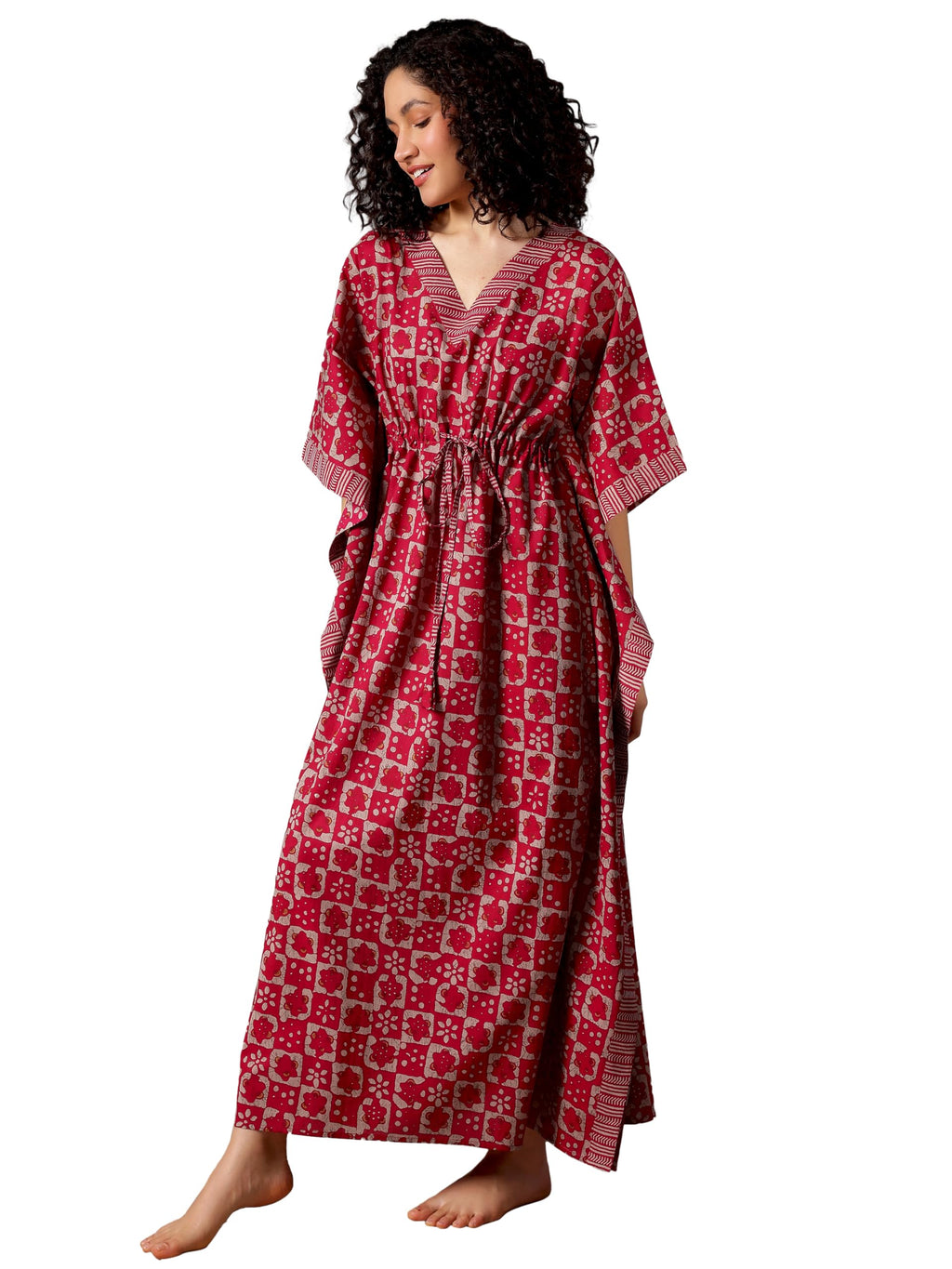 Libas WomenS Cotton Regular Night Suits Nightgown (50270_Magenta_One Size)
