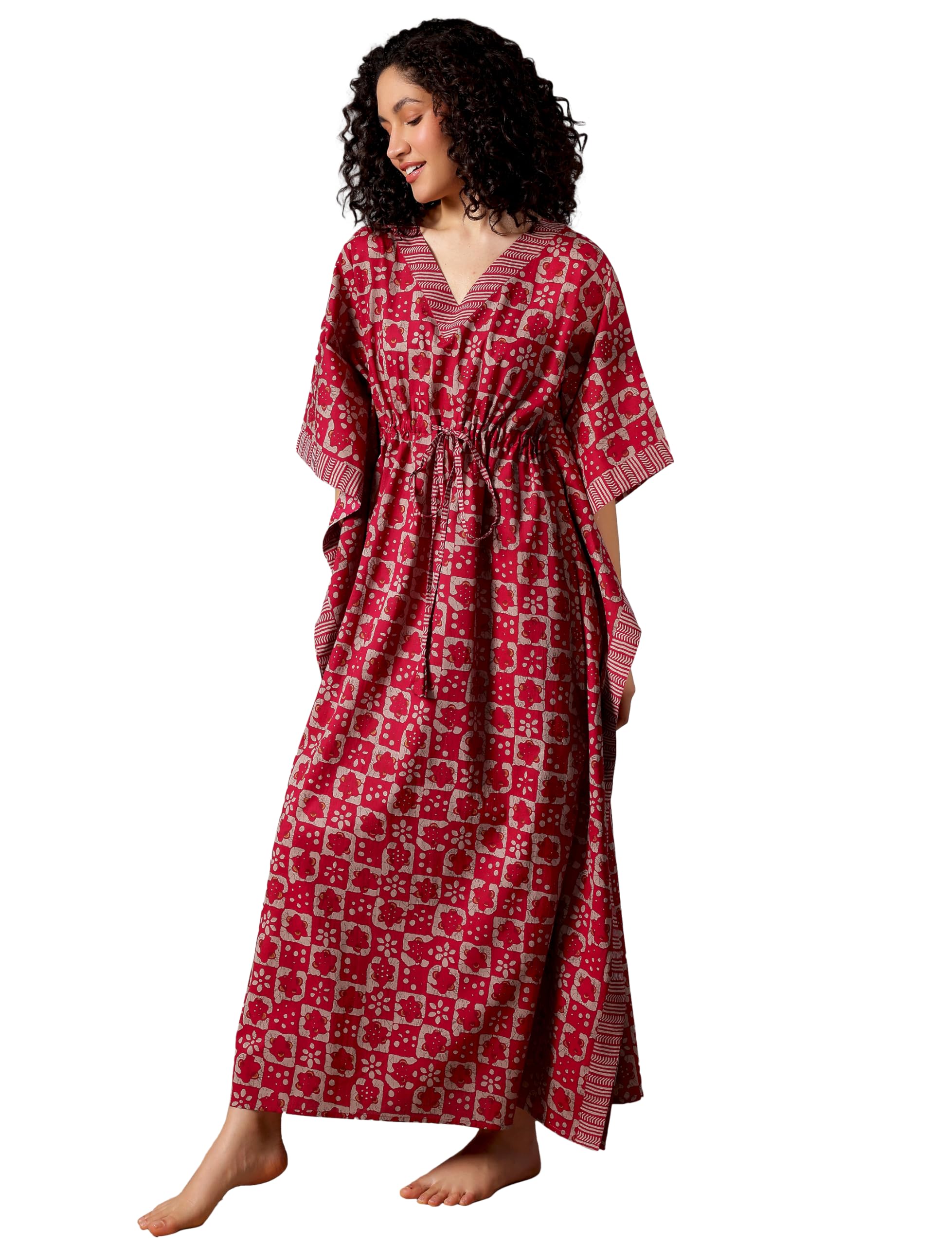 Libas WomenS Cotton Regular Night Suits Nightgown (50270_Magenta_One Size)