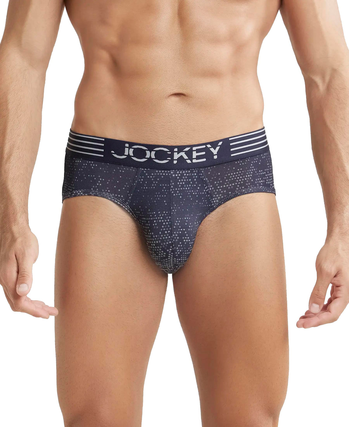 Jockey Mm07 MenS Microfiber Mesh Elastane Stretch Printed Brief With Breathable Mesh And Stay Dry Technology_True Navy_L