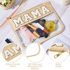 3 Pcs Chenille Letter Zipper Pouch for Travel Clear Snack Bags Waterproof Cosmetic Pouch Nylon Gym Beach Multipurpose Makeup Bag