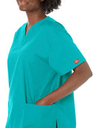 Dickies womens Signature 86706 Missy Fit V-neck Top medical scrubs shirts, Caribbean Blue, XX-Small US