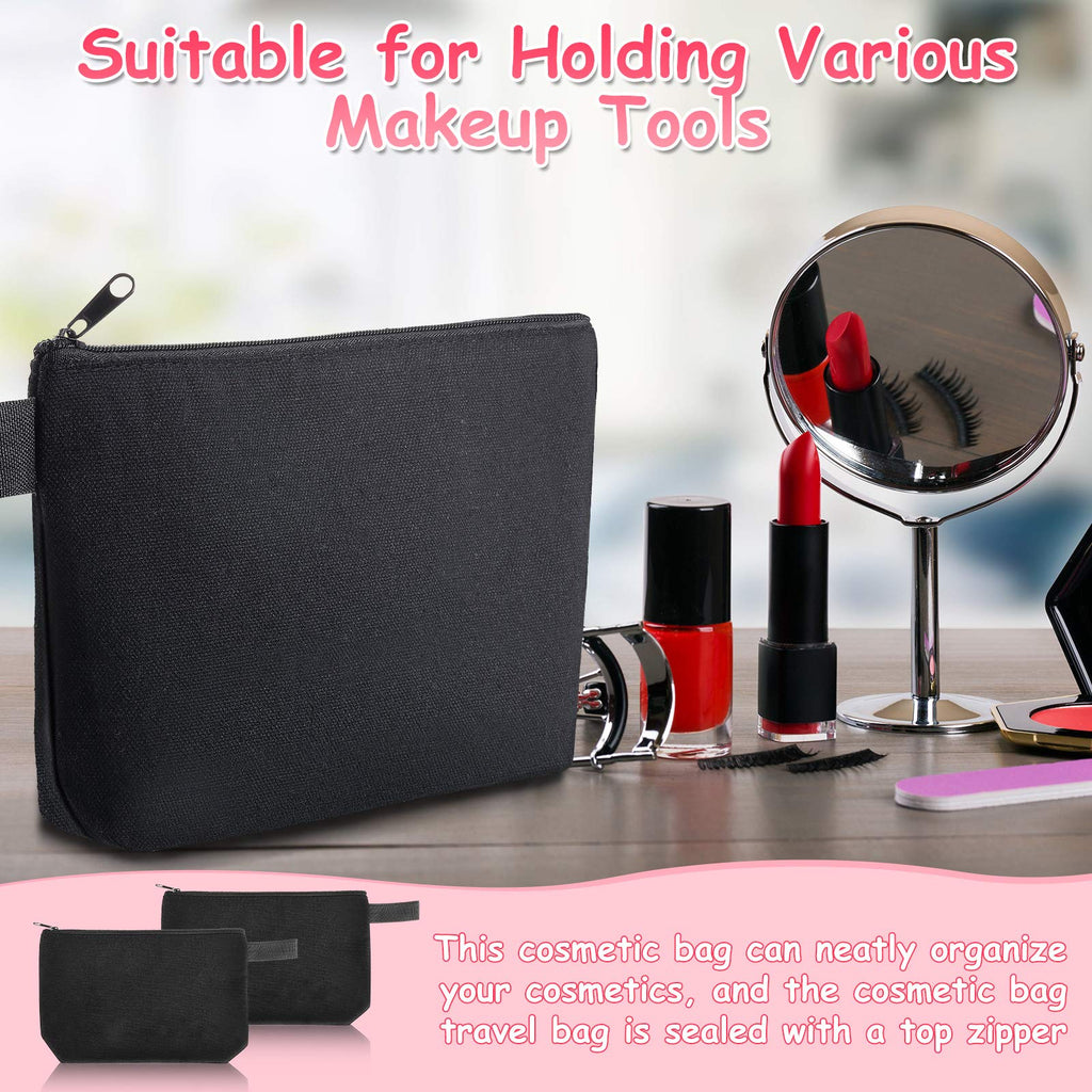 Weewooday 12 Pieces Canvas Makeup Bags for Women Plain Cosmetic Pouch with Zipper Blank DIY Bags for Travel Wedding Teacher Wome