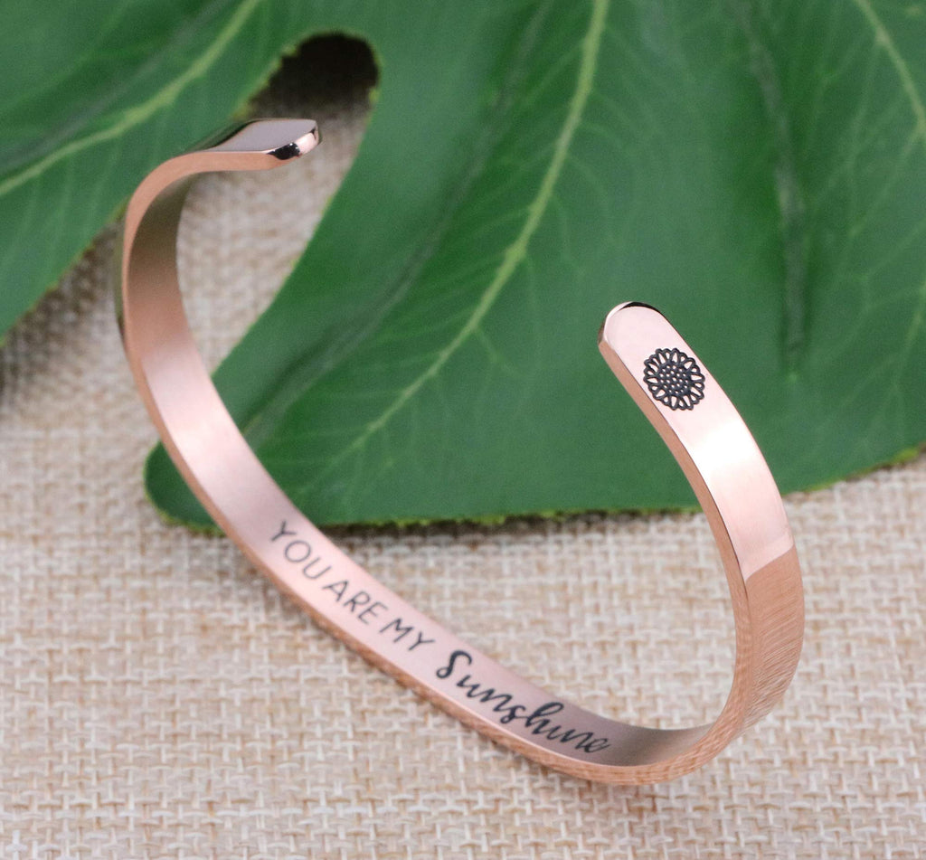 JoycuFF Sunflower Jewelry Inspirational Bracelets for Her Friend Birthday Christmas Gifts Encouragement 18k Rose Gold Jewelry Yo