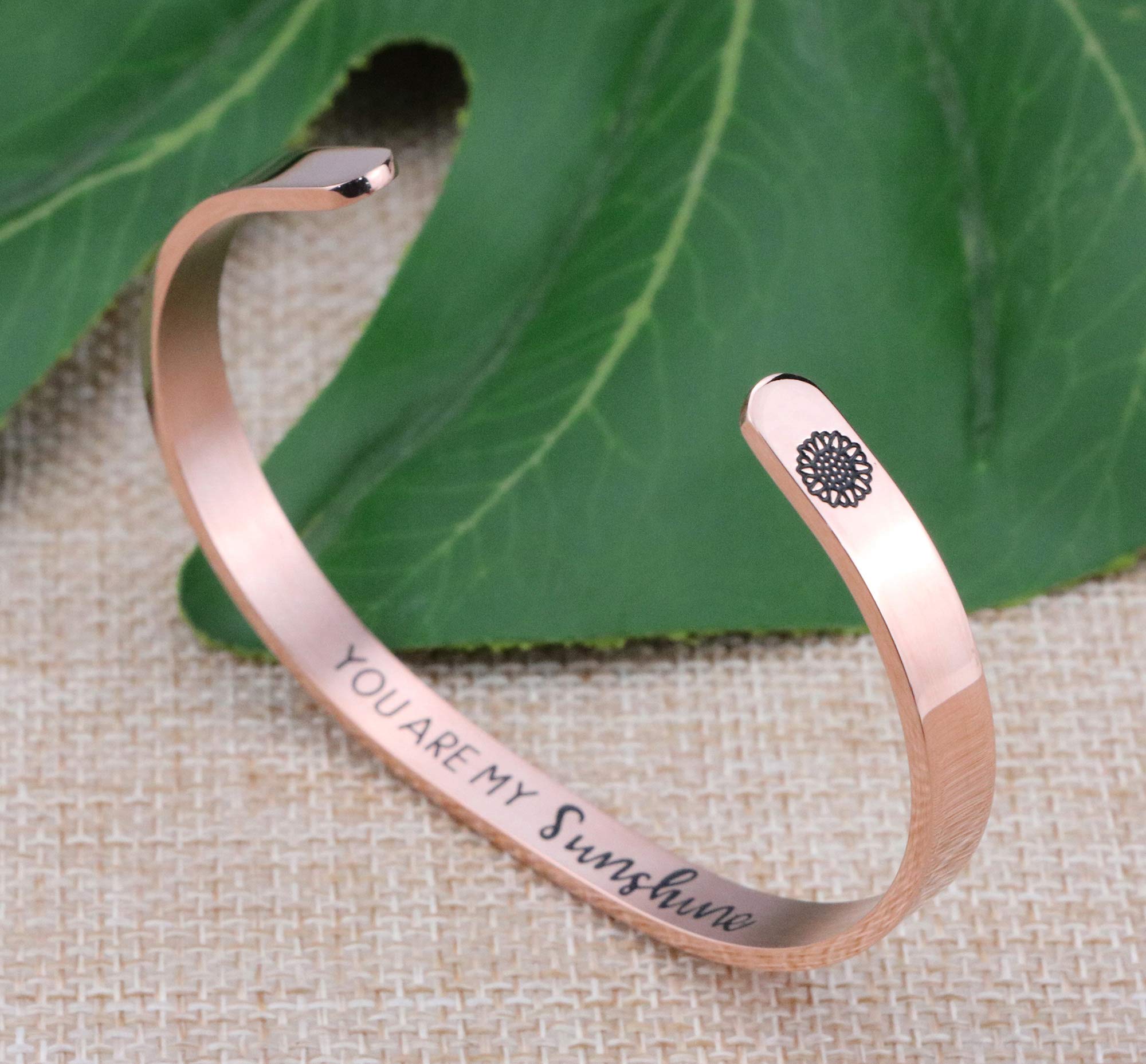 JoycuFF Sunflower Jewelry Inspirational Bracelets for Her Friend Birthday Christmas Gifts Encouragement 18k Rose Gold Jewelry Yo