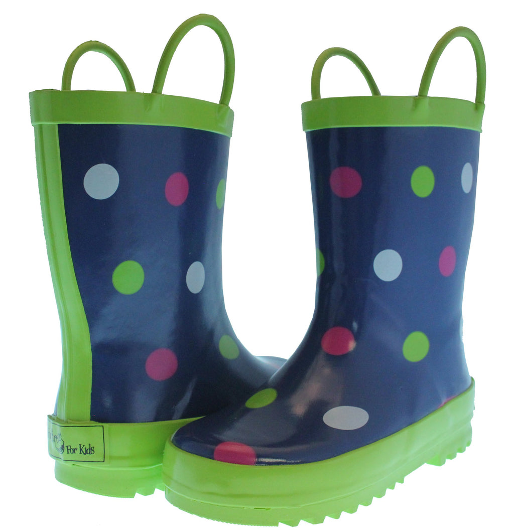 Foxfire FOX-600-25-7 Childrens Navy Polka Dot Boot - Size 7