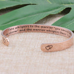 JoycuFF Women Calm Gift for Her Inspirational Christmas Cuff Bangle Bracelets Fate Whispers to The Warrior You Cannot Withstand