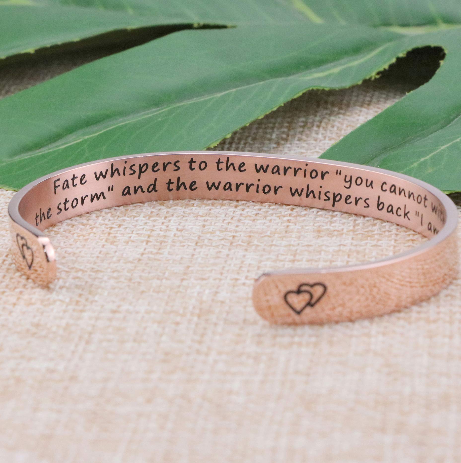 JoycuFF Women Calm Gift for Her Inspirational Christmas Cuff Bangle Bracelets Fate Whispers to The Warrior You Cannot Withstand