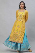 Aurelia Womens Viscose Regular Calf Length Kurta (24FEA14679-507504_Symphonic Sunset)