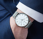 BUREI Men Watches Fashion Minimalist Waterproof Watches for Men Women Student,Silver.