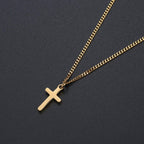 Joxevyia Cross Necklace for Women 14K Gold Filled Stainless Steel Small Cross Pendant with Cuban Chain Necklace Simple Faith Jew