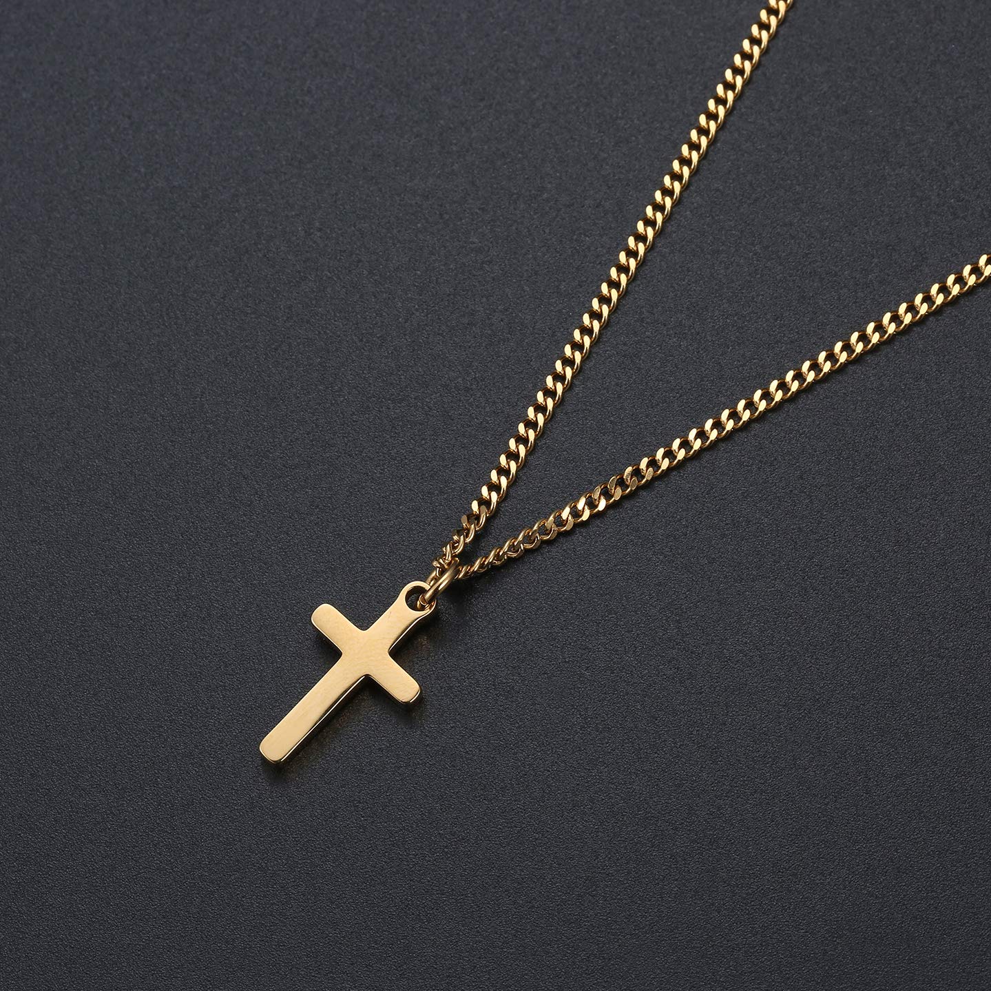 Joxevyia Cross Necklace for Women 14K Gold Filled Stainless Steel Small Cross Pendant with Cuban Chain Necklace Simple Faith Jew