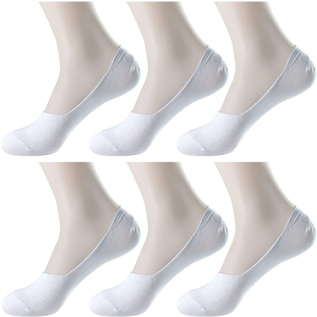 Pinkit MenS & WomenS Cotton No Show Socks With Anti Slip Silicone Grip  Pack Of 6 (White)  Invisible Socks/Loafer Socks 9