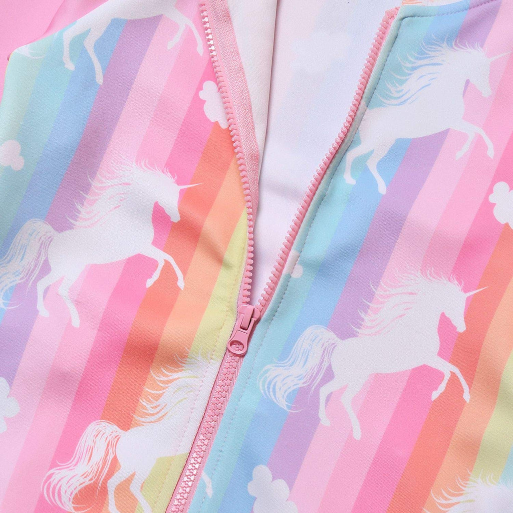 Unicorn Jacket Girls Zip Up Hoodie Sweatshirt Halloween Costume Pink Size 8 9