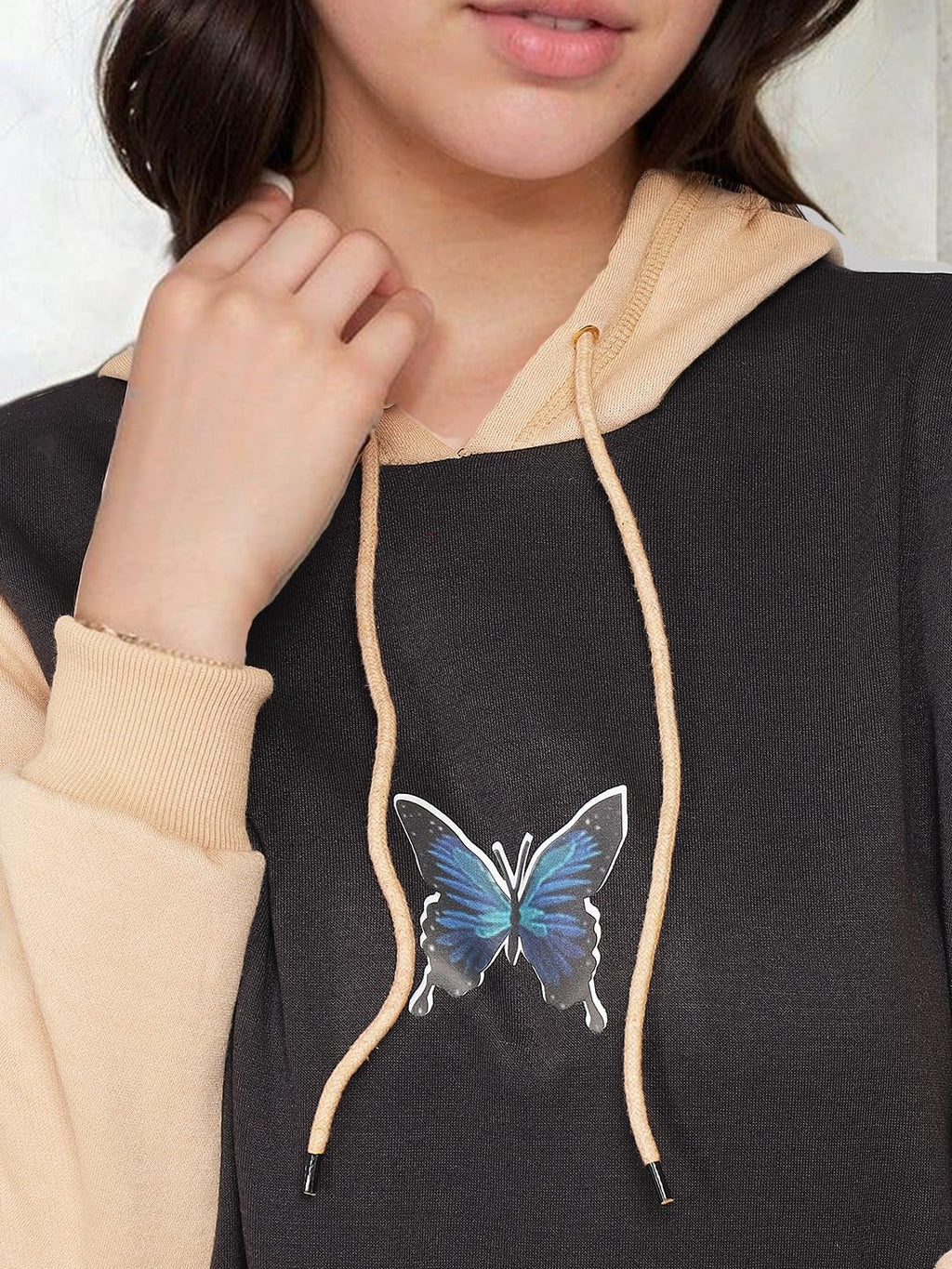 Kotty WomenS Butterfly Print & Colorblock Hooded Sweatshirts(Multicolor,S)