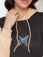Kotty WomenS Butterfly Print & Colorblock Hooded Sweatshirts(Multicolor,S)