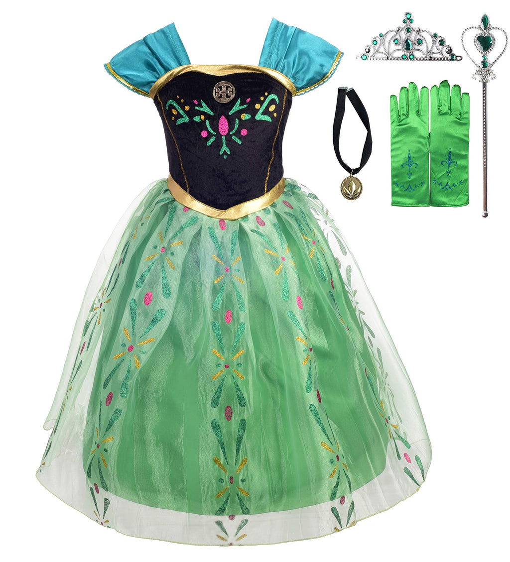 Lito Angels Girls Princess Coronation Costumes Halloween Birthday Fancy Party Dress Up with Accessories Size 10 Green 135