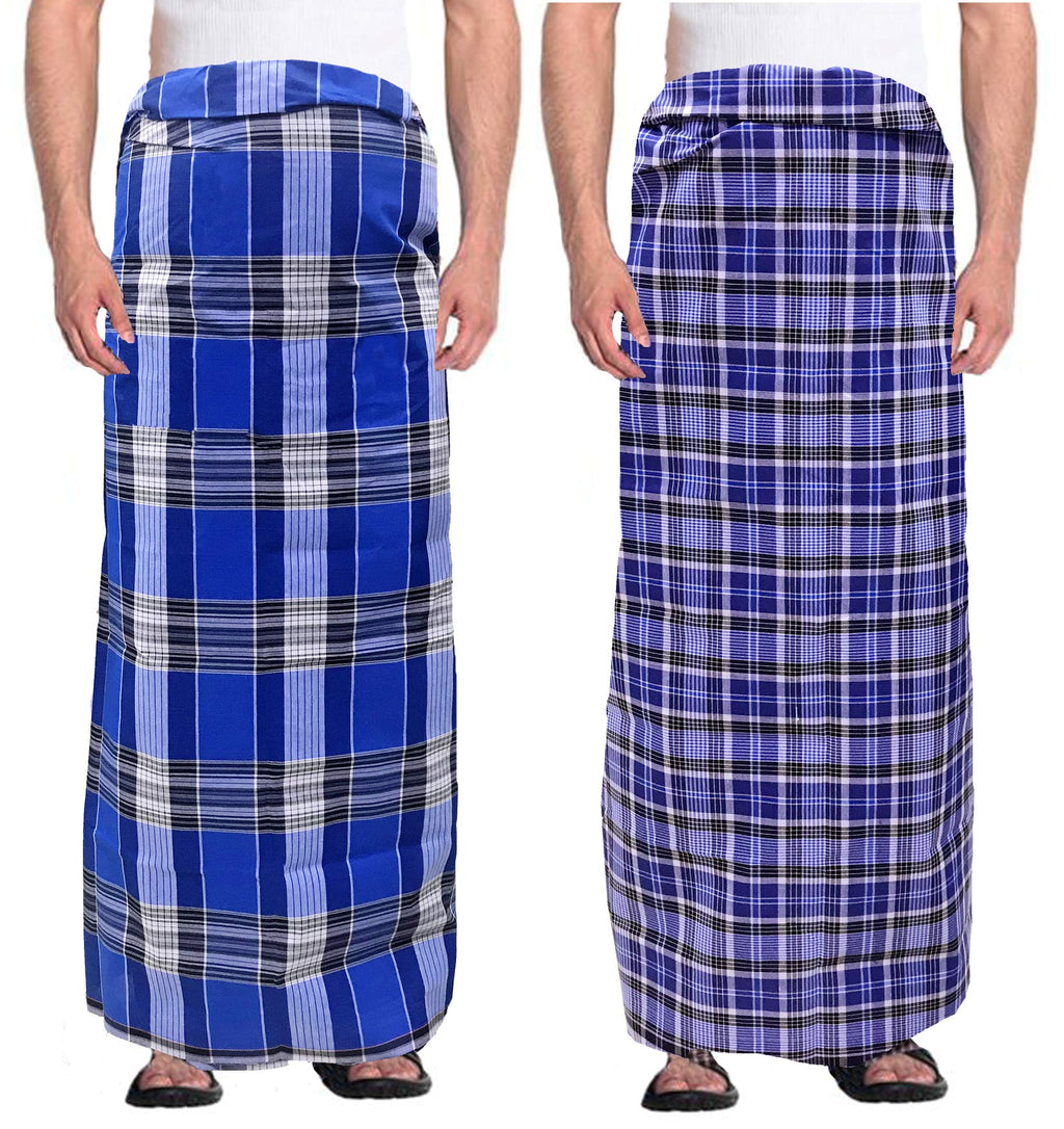 Weavers Villa MenS 100% Cotton Multicolored Unstiched Lungi (2 Mtrs) - Pack Of 2