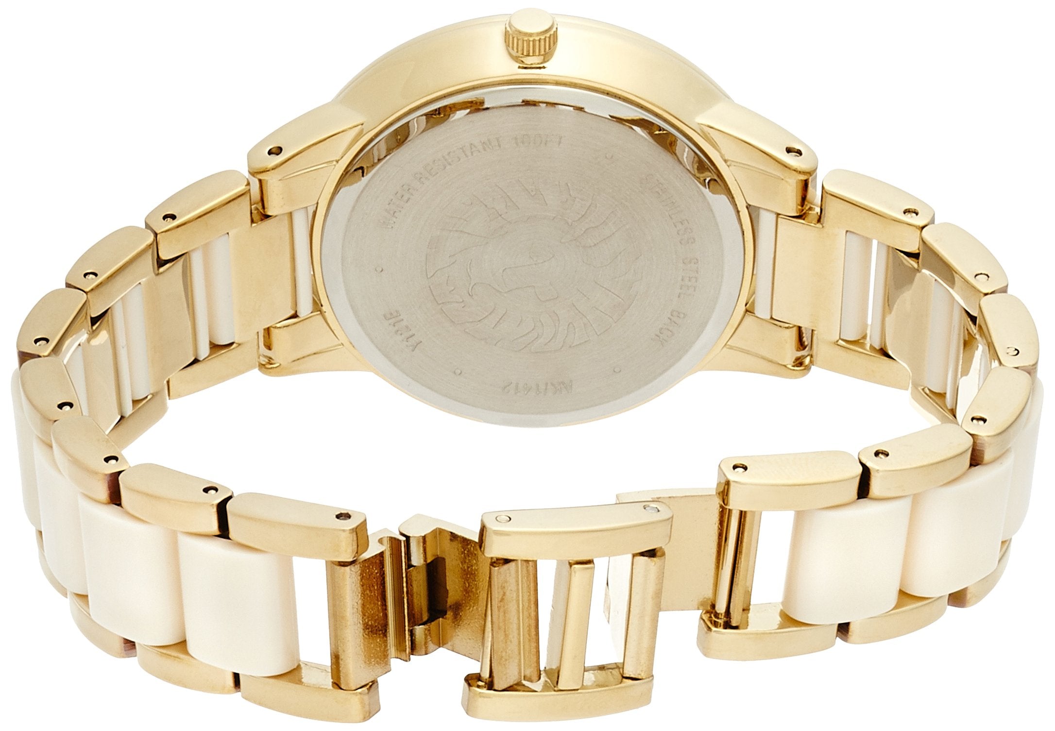 Anne Klein Women's AK/1412IVGB Gold-Tone and Ivory Resin Bracelet Watch