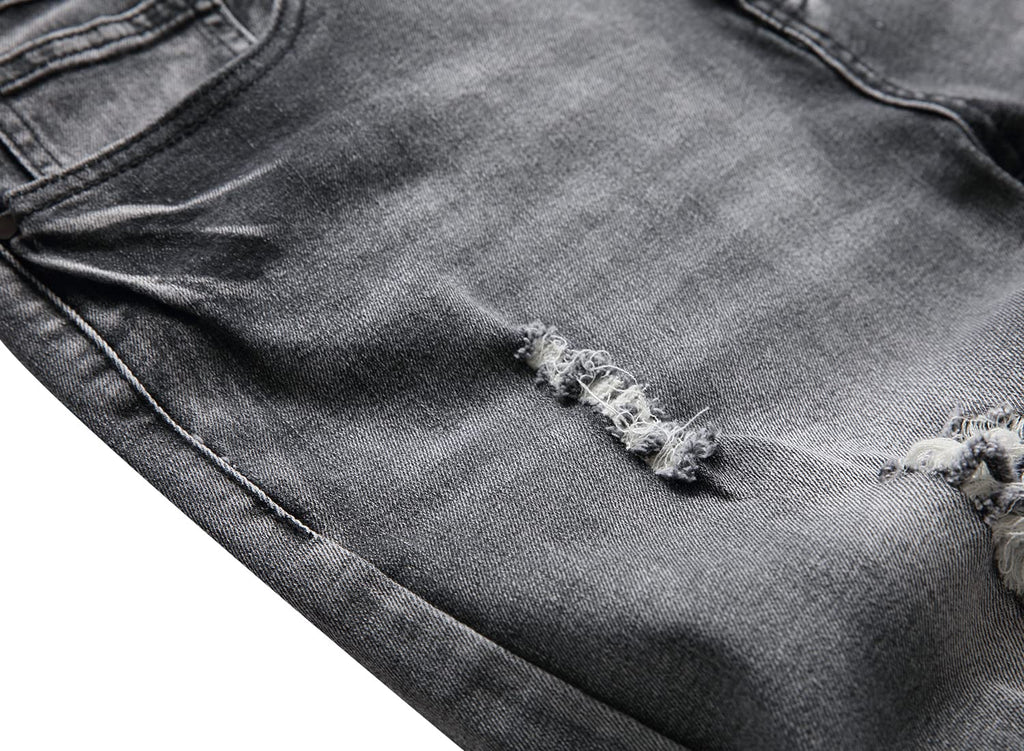 QIMYUM Mens Ripped Jeans, Distressed Destroyed Slim Fit Straight Leg Denim Pants (38, Gray612)