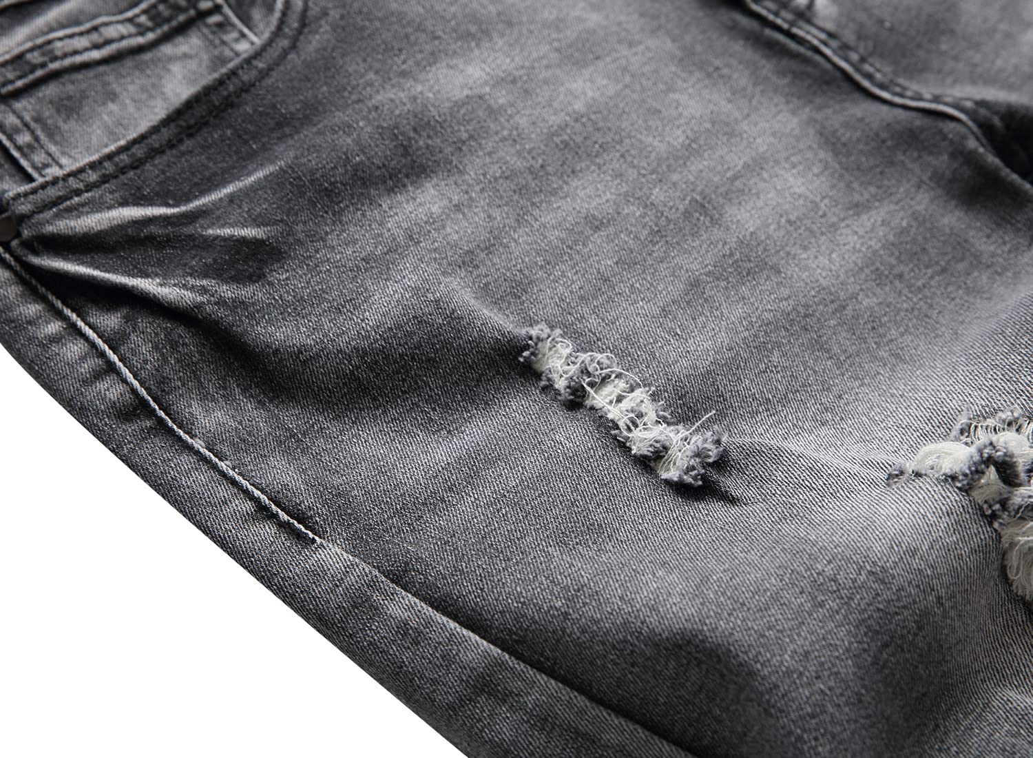 QIMYUM Mens Ripped Jeans, Distressed Destroyed Slim Fit Straight Leg Denim Pants (38, Gray612)