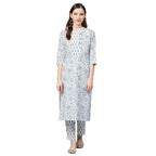 Idalia Printed Blue Kurta Set With Printed Pants
