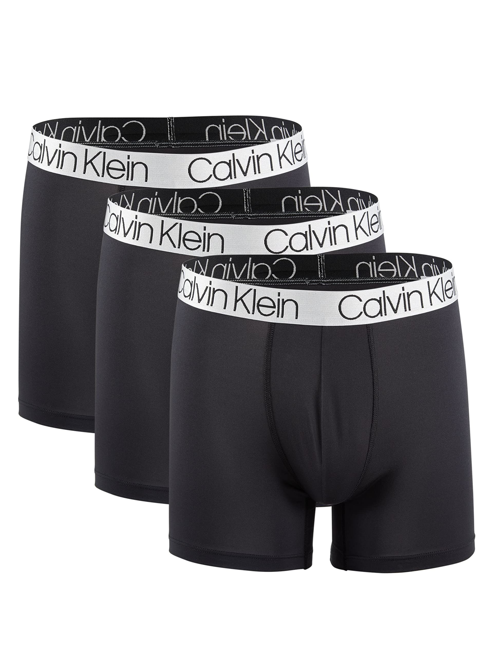 Calvin Klein Mens Microfiber Boxer Briefs Pack of 3 (Black(NP2214-001)/Black, Large)