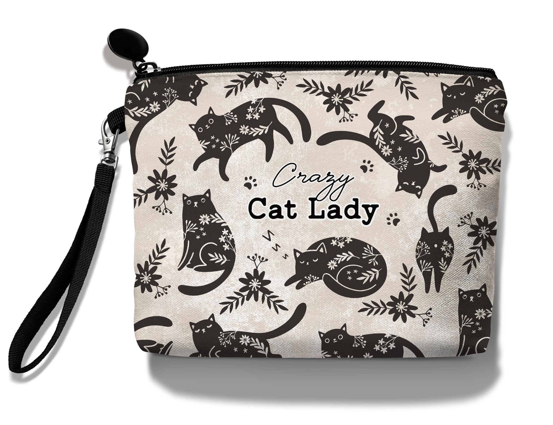 Hglian Cat Makeup Bag,Cat Cosmetic Bag Zipper Pouch Travel Toiletry Bag,Cat Purse Cute Black Cat Themed Gifts for Women Cat Love