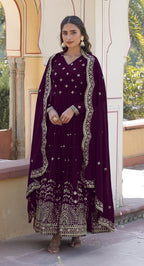 Fashion Basket Turquoise Georgette With Sequins Embroidery Anarkali Kurta Set For Women