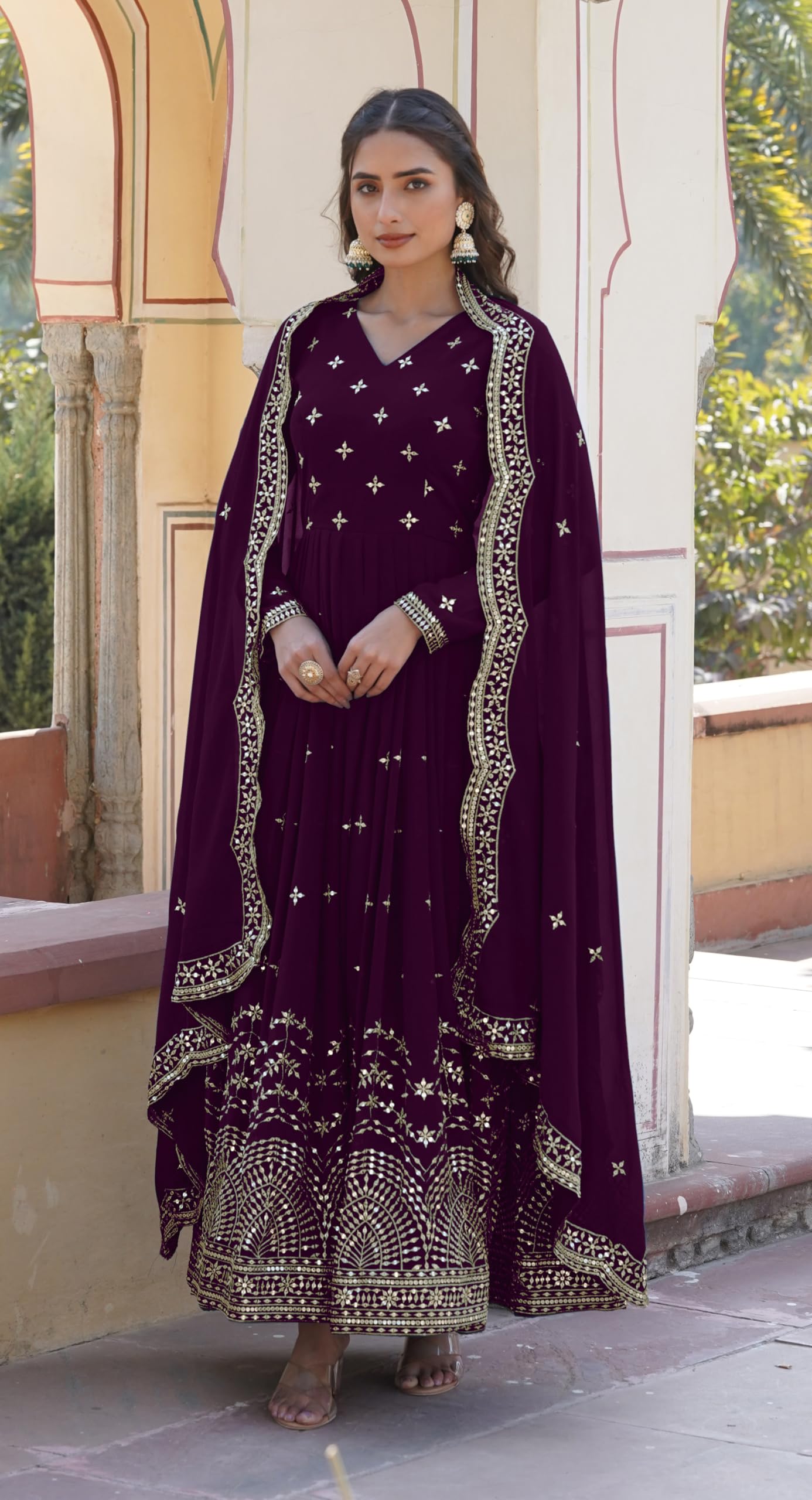 Wedani Georgette Anarkali Kurta Set with Dupatta For women