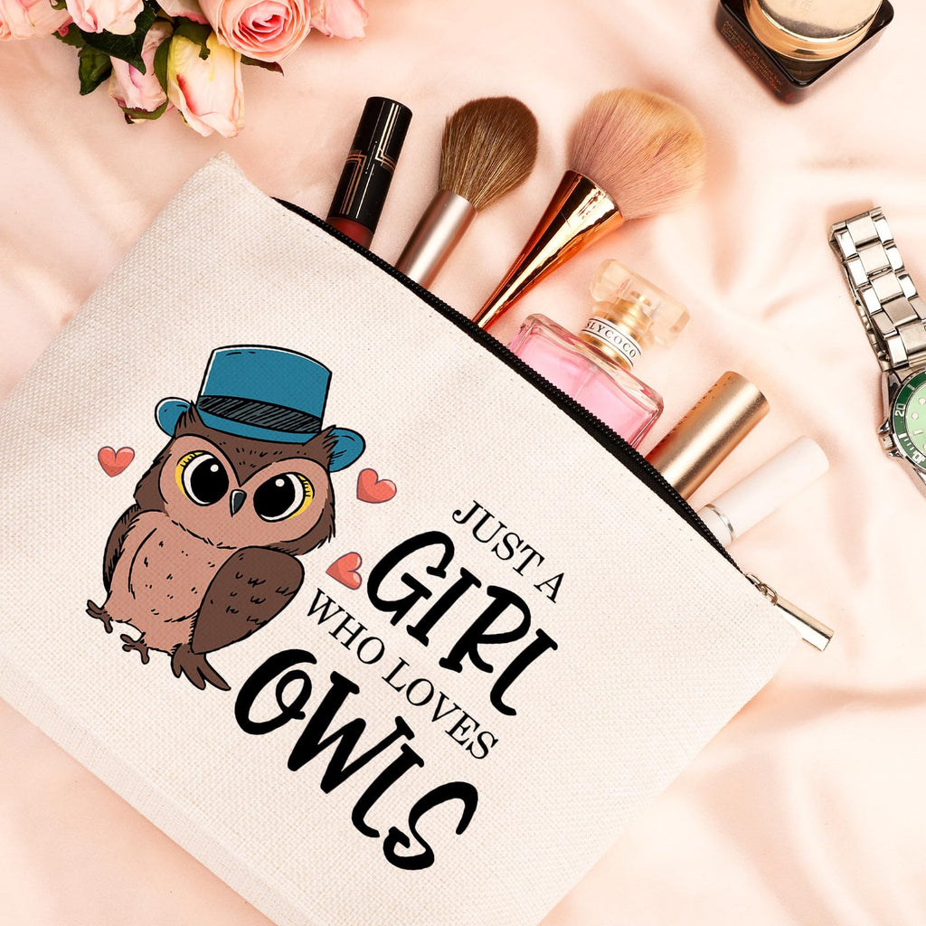 GevGuxLuo Owl Gifts for Owl Lovers, Owl Makeup Bag for Women with Mirror, Owl Birthday Gifts for Daughter Sister Bestie, Cute Ow