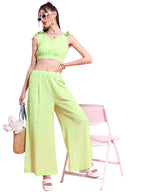 Ketch WomenS Polyester Mini Co-Ord Set (Khce000098_Lime Green