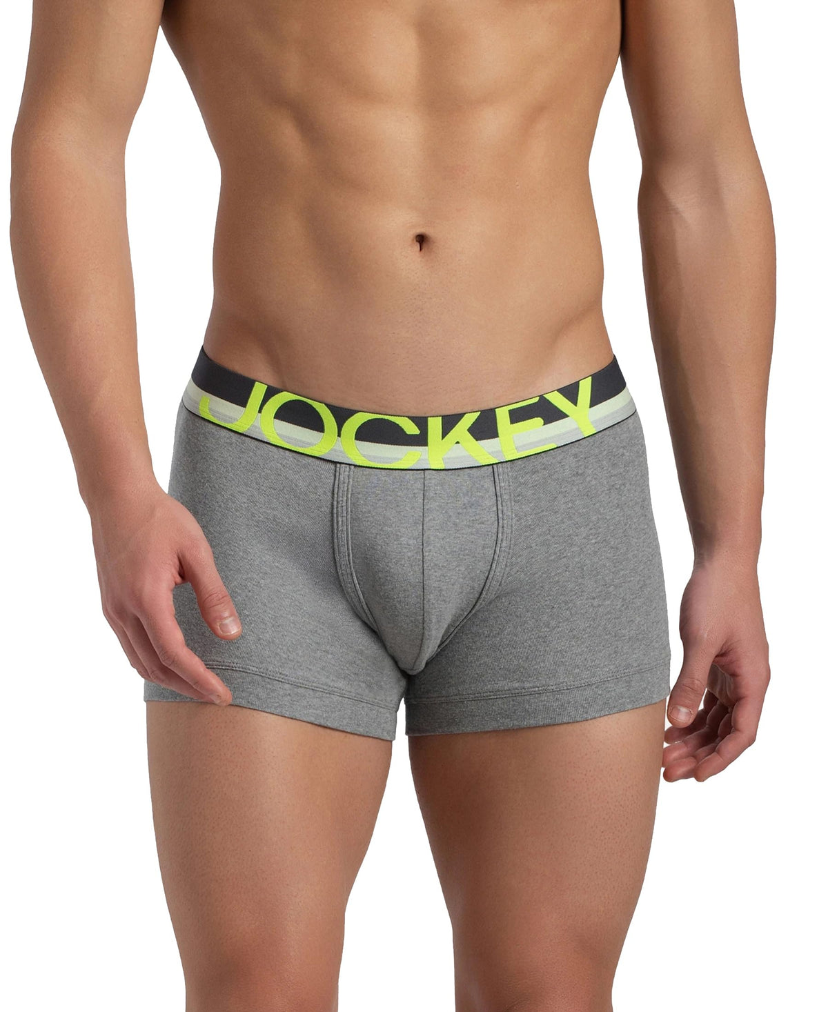 Jockey Fp03 MenS Super Combed Cotton Rib Solid Trunk With Ultrasoft Waistband_Grey_L