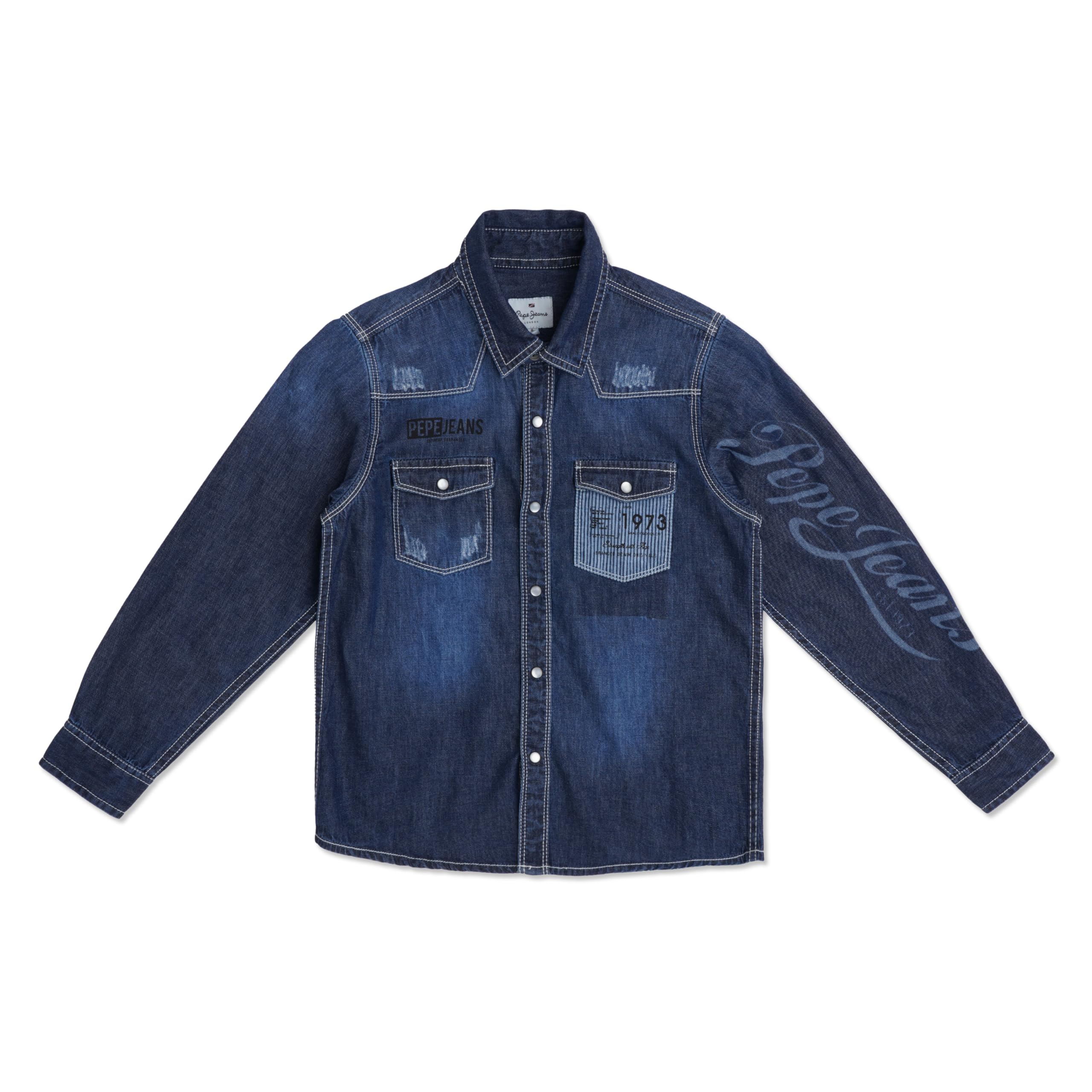 Pepe Jeans BoyS Regular Fit Shirt (Pb302431Ca000016_Dark Wash Denim