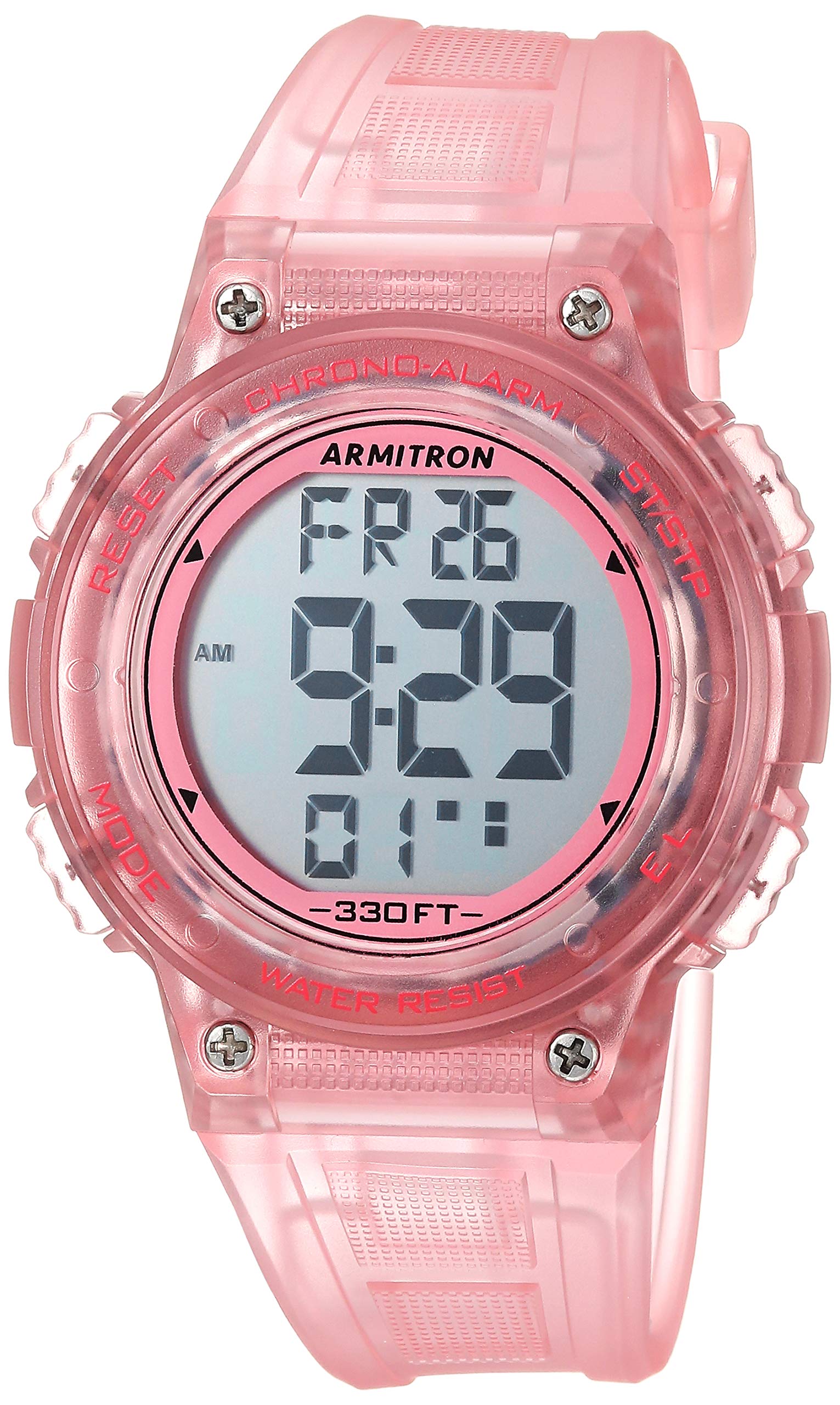 Armitron Sport Women's 45/7086TPK Digital Chronograph Translucent Pink Resin Strap Watch
