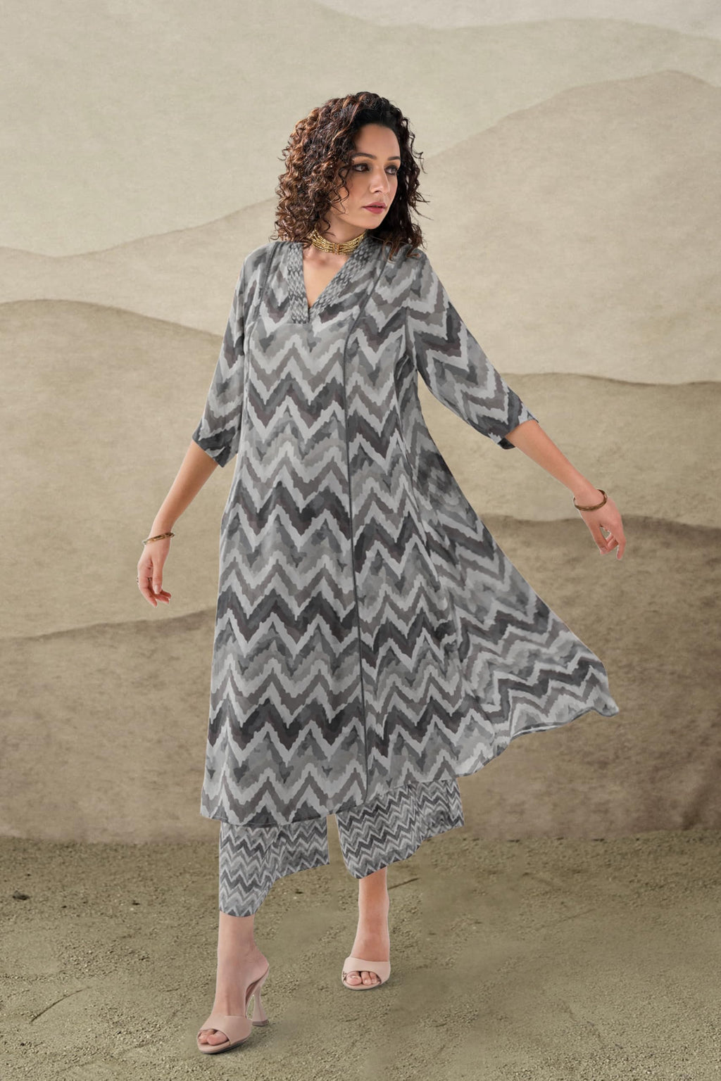 Toochki Salwar Suit Set For Women | Kurta Set For Women | Zig Zag Printed Salwar Suits | Ethnic Wear Salwar Suits | Two Piece Ku