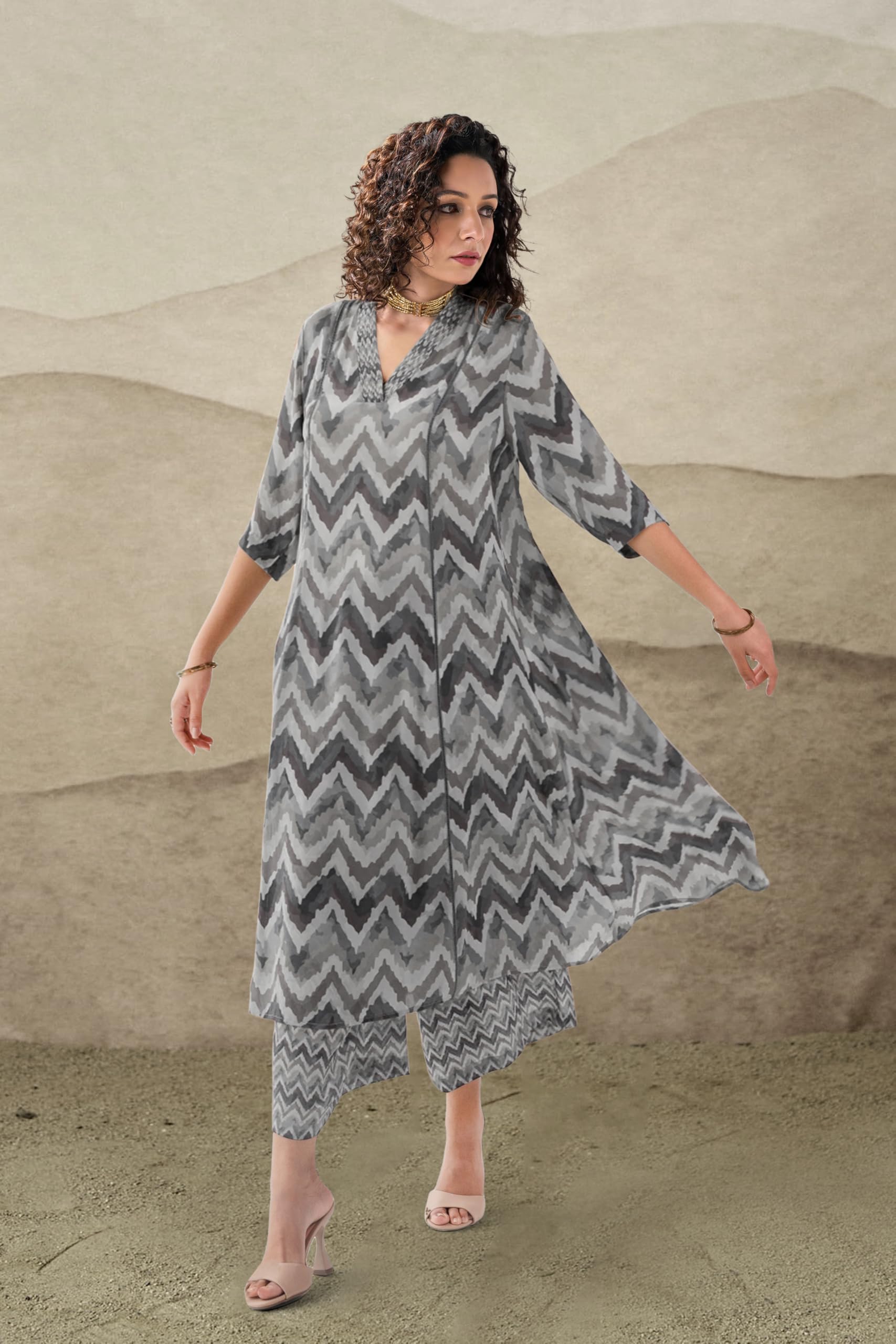 Toochki Salwar Suit Set For Women | Kurta Set For Women | Zig Zag Printed Salwar Suits | Ethnic Wear Salwar Suits | Two Piece Ku