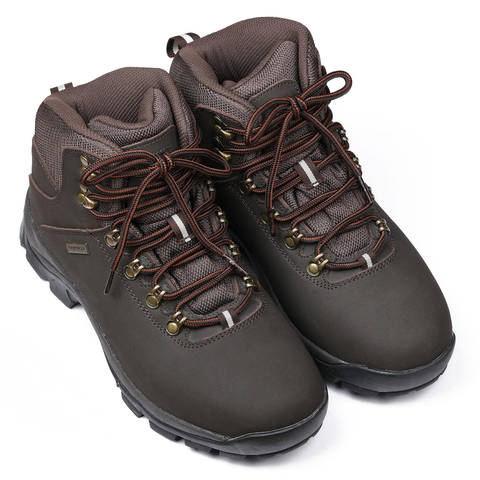 Stepace Round Shoelaces [2 Pairs] Heavy Duty Boot Shoe Laces for Hiking Work Boots Coffee Black-120(Stripe)