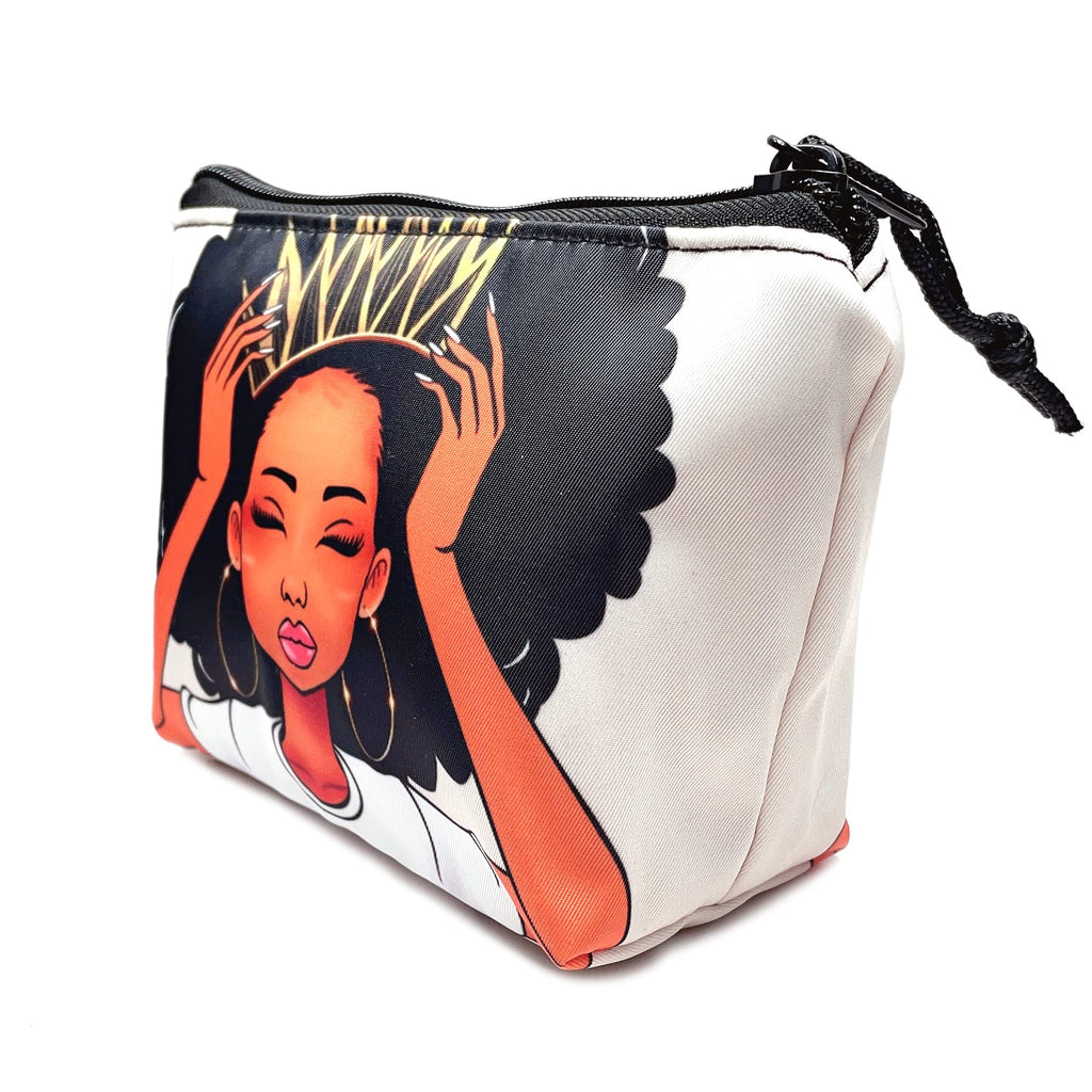 BDAWQUG Cosmetic Bag 2 Pieces for Women Large Makeup Bag Organizer Melanin Afro Black Magic African Makeup Storage Bag for Purse