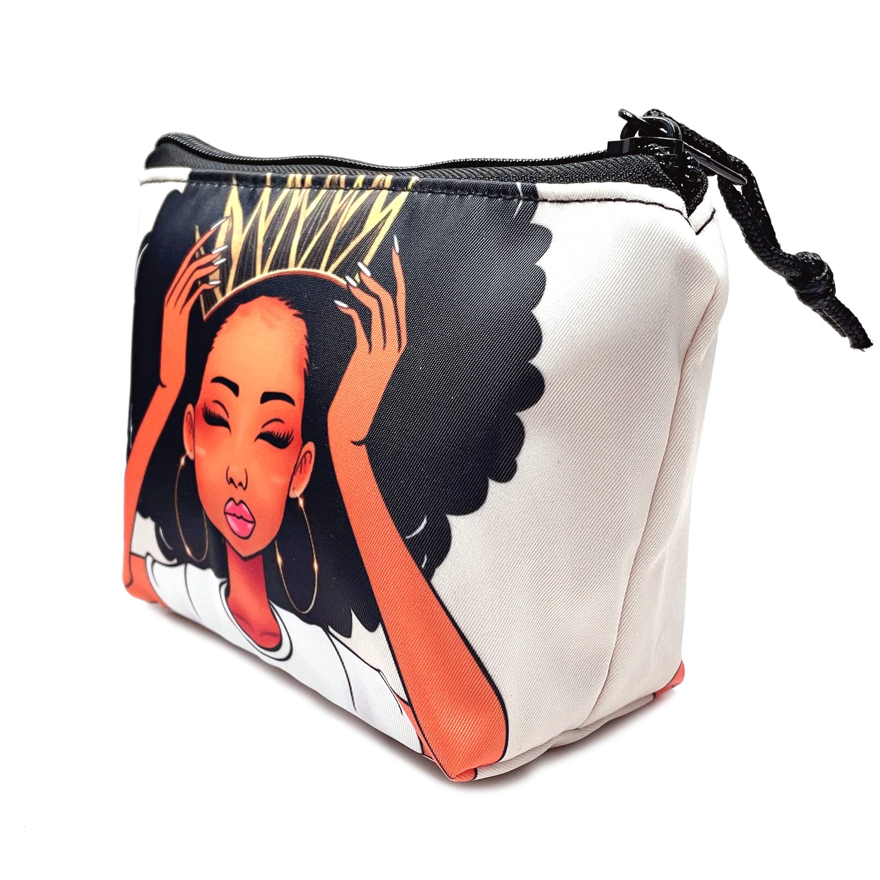 BDAWQUG Cosmetic Bag 2 Pieces for Women Large Makeup Bag Organizer Melanin Afro Black Magic African Makeup Storage Bag for Purse