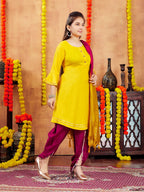 Aarika Girls Yellow Colour Cotton Kurti