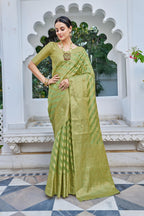 Glory Sarees Womens Organza Silk Woven Saree With Blouse Piece