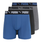 PUMA Men's 3 Pack Athletic Fit Boxer Briefs, Star Sapphire, X-Large